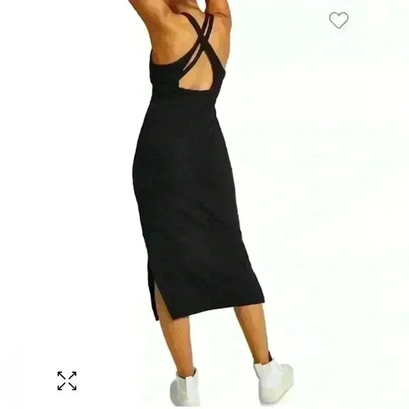 Anthropologie Sweaty Betty Emily Strappy Back Rib Dress in Black - Picture 7 of 12